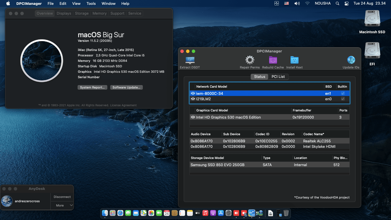 Success Hackintosh macOS Big Sur 11.5.2 Build 20G95 in Dell Optiplex 7040 Micro